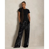 Metallic Velvet Wide-Leg Pant