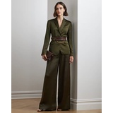 Pleated Satin Charmeuse Wide-Leg Pant