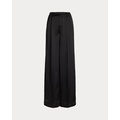 Pleated Satin Charmeuse Wide-Leg Pant