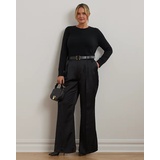 Pleated Satin Charmeuse Wide-Leg Pant