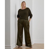 Pleated Satin Charmeuse Wide-Leg Pant