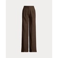 Checked Pleated Wool Wide-Leg Pant