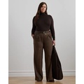 Checked Pleated Wool Wide-Leg Pant