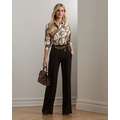 Chain-Trim Pleated Jersey Wide-Leg Pant