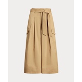 Belted Micro-Sanded Twill Cropped Pant