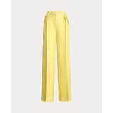 Pleated Linen-Blend Twill Wide-Leg Pant