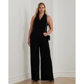 Satin-Trim Crepe Sleeveless Jumpsuit