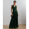 Belted Charmeuse Surplice Gown