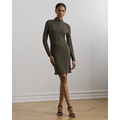 Faux-Leather-Trim Merino Wool Dress