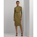 Belted Mockneck Jersey Dress