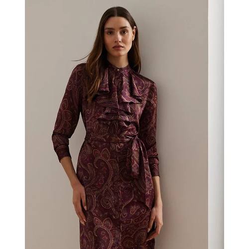 폴로 랄프로렌 Paisley Ruffle-Trim Charmeuse Shirtdress