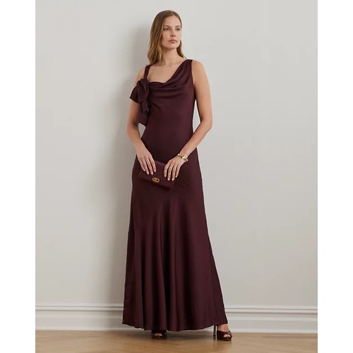 폴로 랄프로렌 Bow-Trim Charmeuse Cowlneck Gown