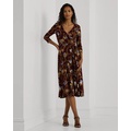 Belting-Print Surplice Jersey Dress