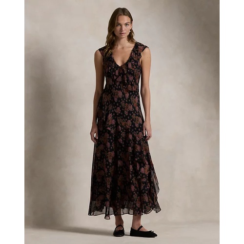 폴로 랄프로렌 Floral Ruffle-Trim Georgette Maxidress