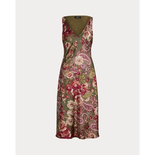 폴로 랄프로렌 Floral Satin Charmeuse Sleeveless Dress