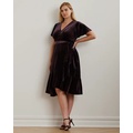 Belted Velvet Flutter-Sleeve Dress