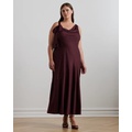 Bow-Trim Charmeuse Cowlneck Gown