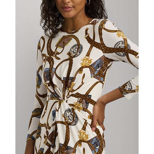 폴로 랄프로렌 Belting-Print Twist-Front Jersey Dress