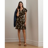 Floral Georgette Flutter-Sleeve Dress