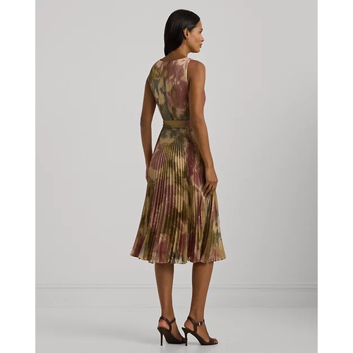 폴로 랄프로렌 Floral Metallic Chiffon Cocktail Dress