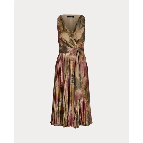 폴로 랄프로렌 Floral Metallic Chiffon Cocktail Dress