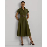 Buckle-Trim Stretch-Cotton Blend Dress