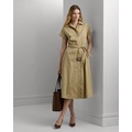 Belted Stretch-Cotton Blend Shirtdress