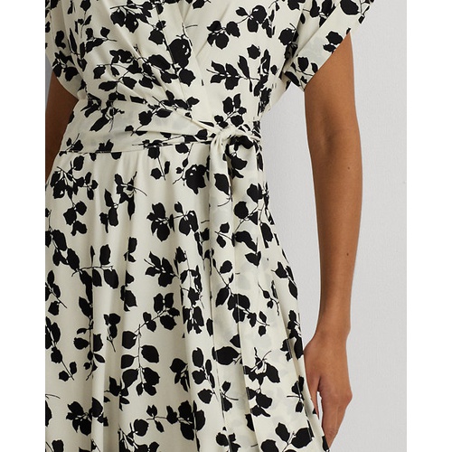 폴로 랄프로렌 Leaf-Print Belted Crepe Dress