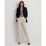 Pleated Wool-Blend Twill Straight Pant