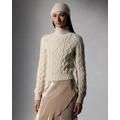 Aran-Knit Cashmere Funnelneck Sweater