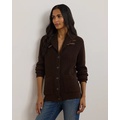 Buckle-Trim Cotton Shawl-Collar Cardigan