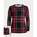 Checked Plaid Beaded-Crest Sweater