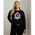 Intarsia-Knit Crest Cotton Sweater