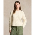 Aran-Knit Wool-Blend Crewneck Sweater