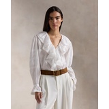 Ruffle-Trim Cotton Voile Blouse