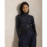 Sequined Mesh Turtleneck