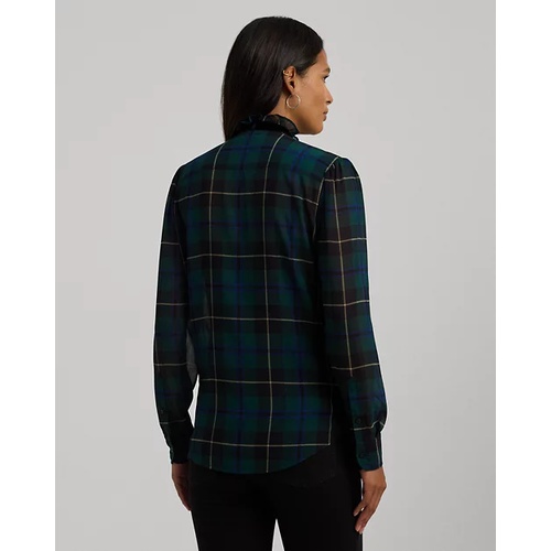 폴로 랄프로렌 Plaid Ruffle-Trim Georgette Blouse