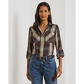 Relaxed Fit Plaid Roll-Tab-Sleeve Shirt