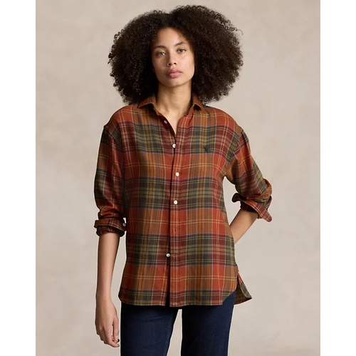 폴로 랄프로렌 Relaxed Fit Plaid Cotton-Blend Shirt