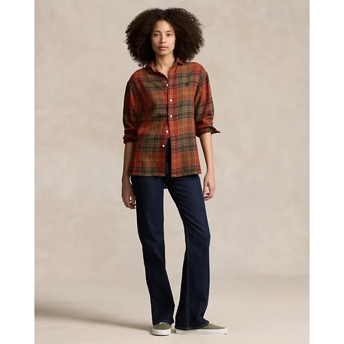 폴로 랄프로렌 Relaxed Fit Plaid Cotton-Blend Shirt