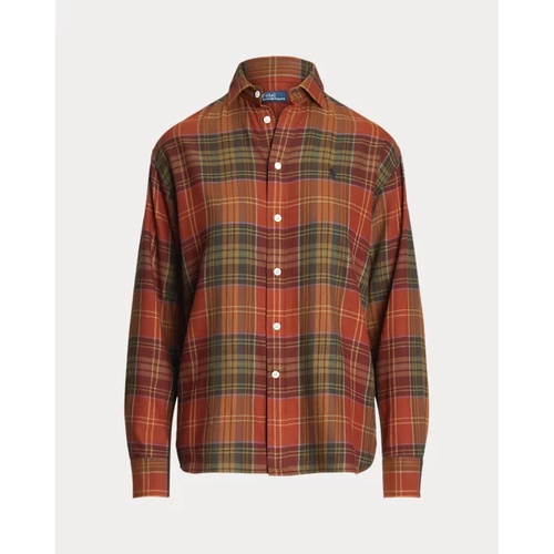 폴로 랄프로렌 Relaxed Fit Plaid Cotton-Blend Shirt