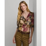 Floral Georgette Ruffle-Trim Blouse