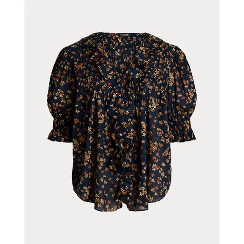 폴로 랄프로렌 Floral Cotton Voile Puff-Sleeve Blouse