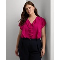 Ruffle-Trim Crinkle Georgette Blouse