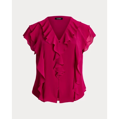 폴로 랄프로렌 Ruffle-Trim Crinkle Georgette Blouse