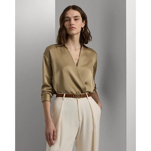 폴로 랄프로렌 Satin Charmeuse Surplice Blouse