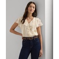 Ruffle-Trim Crinkle Georgette Blouse