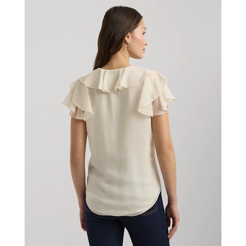 폴로 랄프로렌 Ruffle-Trim Crinkle Georgette Blouse