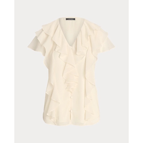 폴로 랄프로렌 Ruffle-Trim Crinkle Georgette Blouse