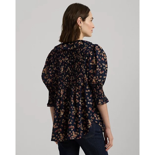 폴로 랄프로렌 Floral Cotton Voile Puff-Sleeve Blouse